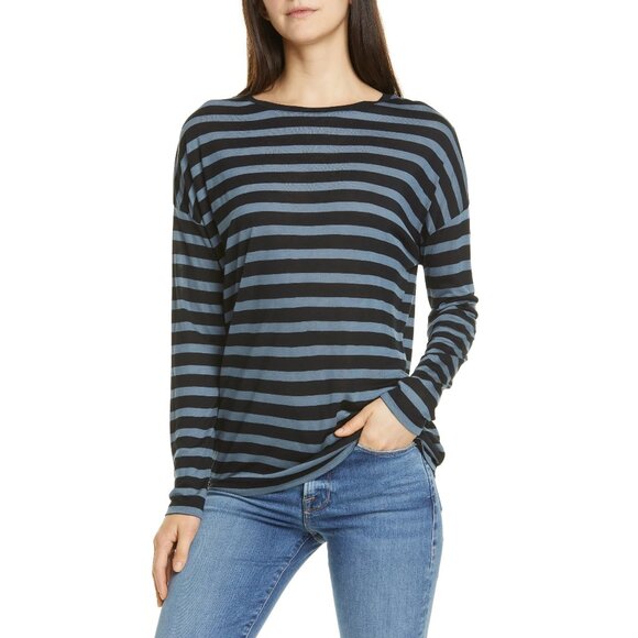 Vince Striped Dolman Sleeve T-Shirt - sz Large - Picture 1 of 5